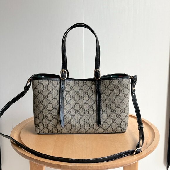 Gucci GG Emblem series medium tote bag beige black edge - Picture 1 of 8